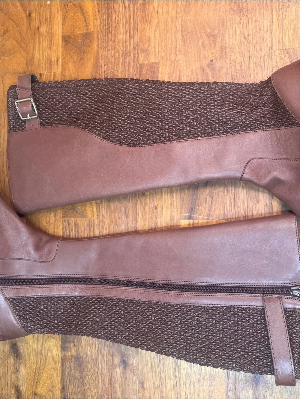 Cole Haan Chestnut Brown Over-the-Knee Knit-Back Boots